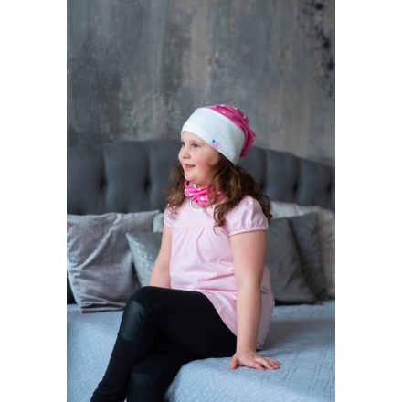 Schlauchmütze, zweilagig, mit Punkten, pink