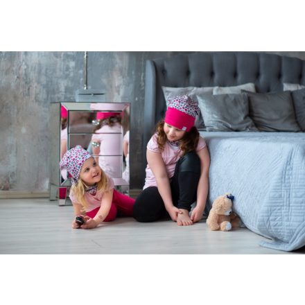 Schlauchmütze, Blumengarten, pink-grau