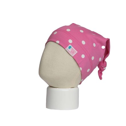 Knotenmütze, zweilagig, mit Punkten, pink