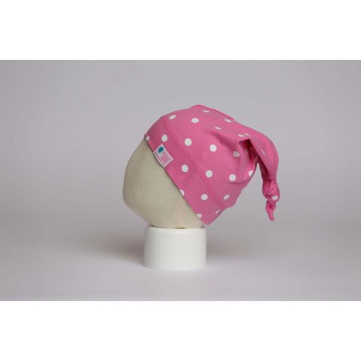 Knotenmütze, zweilagig, mit Punkten, pink