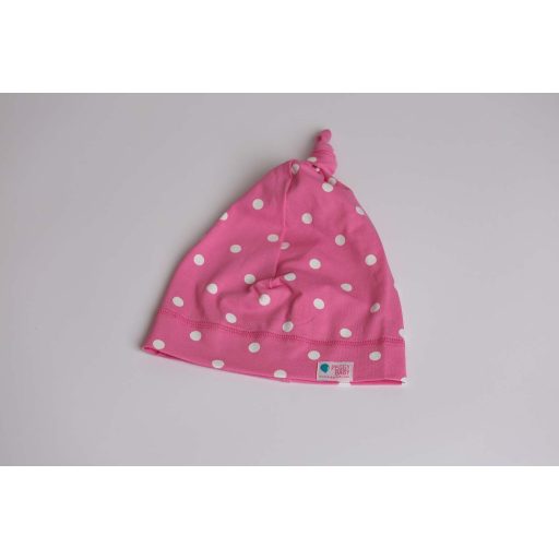 Knotenmütze, zweilagig, mit Punkten, pink