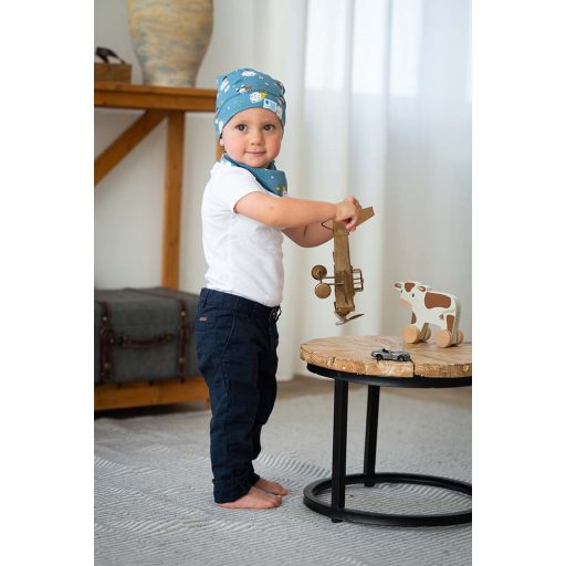 Knotenmütze, zweilagig extra, Superheld, blau
