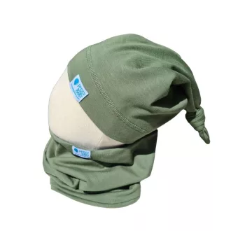 Csomós sapka kétrétegű, egyszínű, khaki
