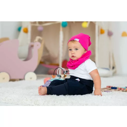 Beanie kétrétegű, egyszínű, fuchsia