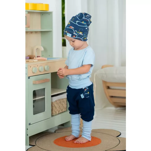 Beanie kétrétegű, közlekedés, sötétkék