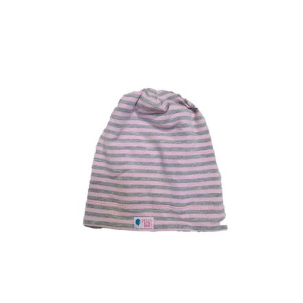 Schlauchmütze, zweilagig extra, gestreift, rosa-grau