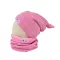 Bundás téli csomós sapka, egyszínű, világos-pink