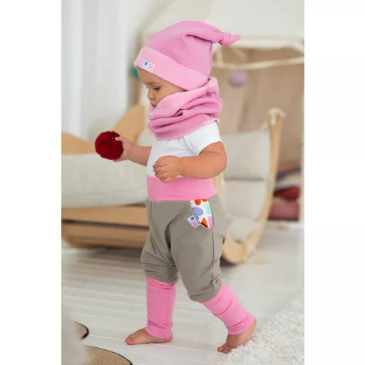 Bundás téli csomós sapka, világos-pink inv