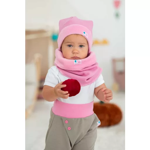Bundás téli csomós sapka, világos-pink inv