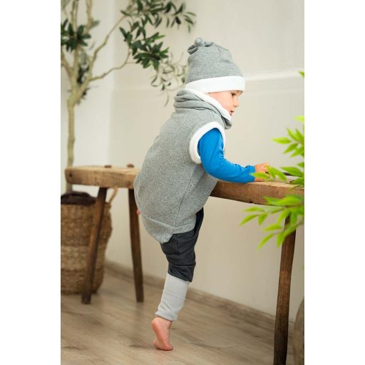 Weste, fleece, dunkelgrau-weiß