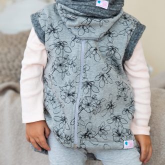 Weste, fleece, Blume, grau