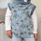 Weste, fleece, Blume, grau