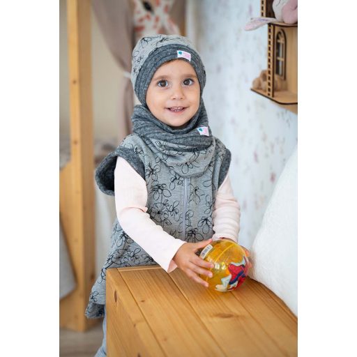 Weste, fleece, Blume, grau
