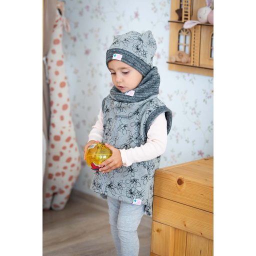 Weste, fleece, Blume, grau
