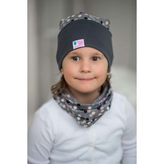 Schlauchschal, zweilagig extra, Schneepunkt, grau-rosa