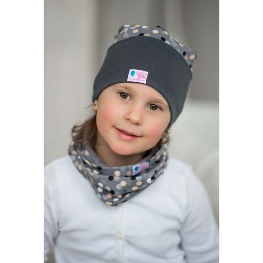 Schlauchschal, zweilagig extra, Schneepunkt, grau-rosa