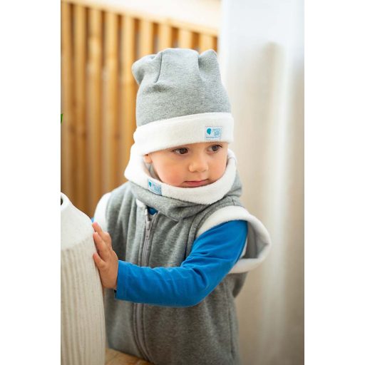 Winter-Schlauchschal, fleece, fleece, dunkelgrau-weiß