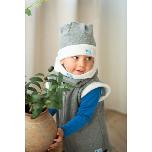 Winter-Schlauchschal, fleece, fleece, dunkelgrau-weiß